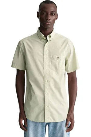 GANT Skjorte, Herre, Grøn, XL, Bomuld, Klassisk stribet regular fit skjorte
