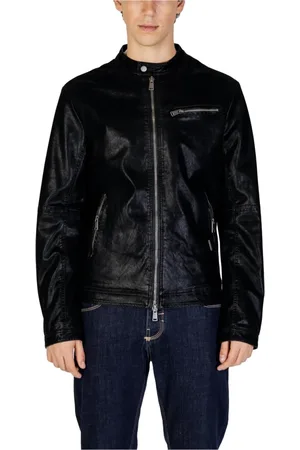 GIANNI LUPO Jakke, Herre, Sort, XL, Bomuld, Sort Turtleneck Zip-Up Plain Jakke