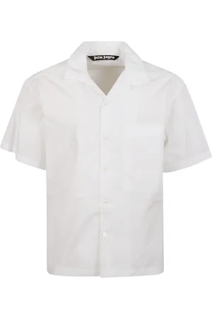 Palm Angels Skjorte, Herre, Hvid, S, Bomuld, Curved Logo Classic Shirt