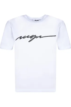 Msgm Top, Dame, Hvid, XS, Bomuld, Rundhalset T-shirt Chic Stil