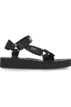 Palm Angels Sko, Herre, Sort, 44 EU, Sorte slippers med logo-stropper
