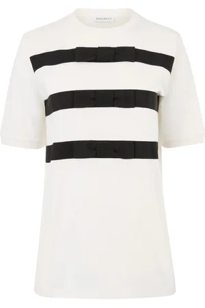 Nina Ricci Top, Dame, Hvid, XS, Bomuld, T-shirt med sløjfe