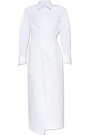 Max Mara Kjole, Dame, Hvid, S, Bomuld, Kjole med Balzac krave