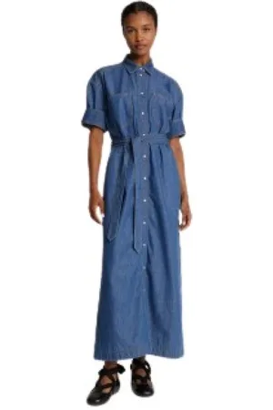 Munthe Kjole, Dame, Blå, S, Denim, Denim Skjortekjole