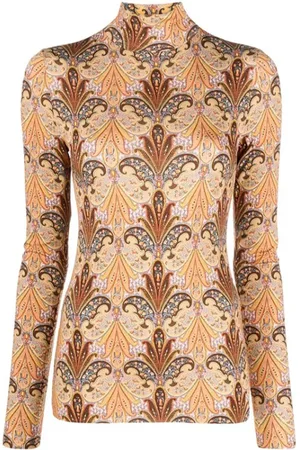 Etro Strik, Dame, Flerfarvet, S, Paisley Medallion Graphic Turtleneck Sweater