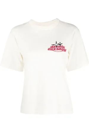 Heron Preston Top, Dame, Hvid, S, Bomuld, Sponsor Logo T-shirt