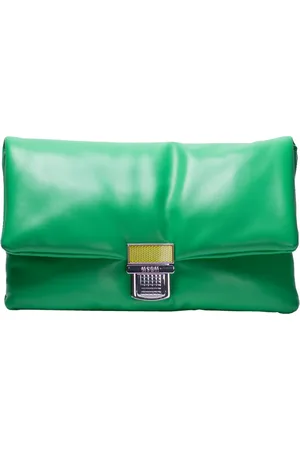 Msgm Taske, Dame, Grøn, ONE SIZE, Læder, Click Bag Clutch