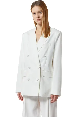 Silvian Heach Jakke, Dame, Hvid, XS, Uld, Oversize dobbeltradet blazer