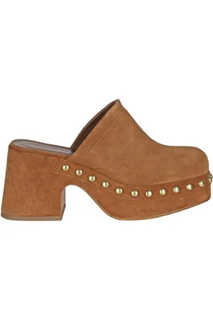 Curiosité Sko, Dame, Brun, 39 EU, Uld, Suede Kile Sandal med Guld Studs