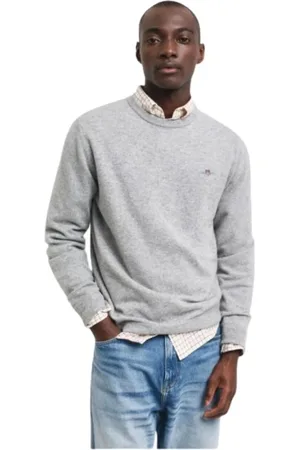GANT Strik, Herre, Grå, XL, Uld, Ultra-Fin Uld Rundhalset Sweater