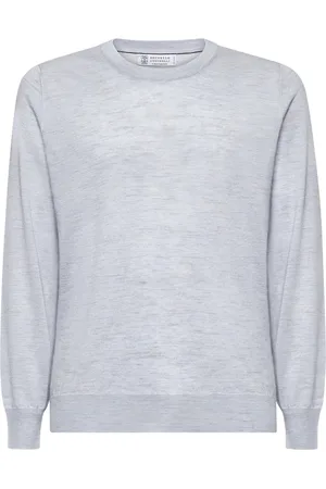 Brunello Cucinelli Strik, Herre, Blå, XL, Cashmere, Cashmere Silk Linen Sweater