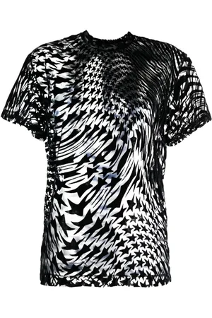 MUGLER Top, Dame, Sort, XS, Stjerne-print Mesh T-shirt