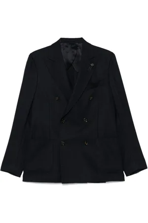 LARDINI Jakke, Herre, Blå, M, Bomuld, Double-Breasted Blazer med Lommer