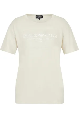 Emporio Armani Top, Dame, , M, Ikonisk Jersey T-shirt med logoprint