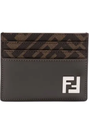 Fendi Tilbehør, Herre, Brun, ONE SIZE, Brun Pung med Olivengrønne Accenter