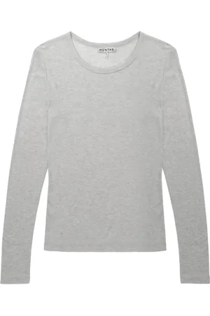 Munthe Top, Dame, Grå, 2XL, Uld, Simpel Langærmet Bluse