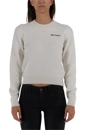 Palm Angels Strik, Dame, Hvid, M, Bomuld, Clic Logo Sweater