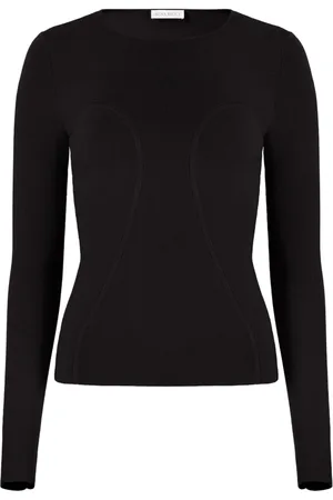 Nina Ricci Top, Dame, Sort, L, Fitted Langærmet Top