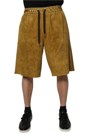 Dolce & Gabbana Shorts, Herre, Brun, L, Suede, Luksuriøse Lammskind Suede Bermuda Shorts