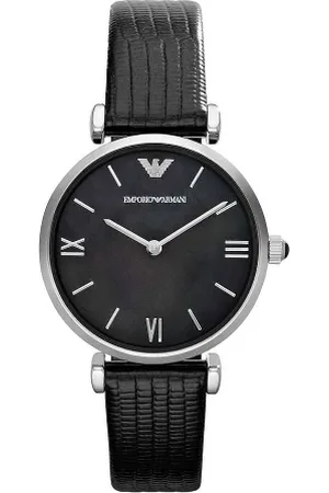 Emporio Armani Tilbehør, Dame, Grå, ONE SIZE, Læder, Quartz Analog Ur