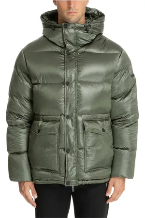 EA7 Jakke, Herre, Grøn, M, Uld, Snap-Zip Plain Logo Pockets Down Jacket