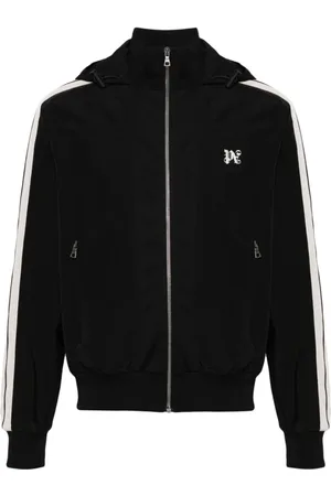 Palm Angels Sweathshirts & Hoodies, Herre, Sort, S, Polyester, Logo Jakke med Lynlåslukning