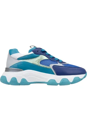 Hogan Sko, Dame, Blå, 36 1/2 EU, Læder, Læder Sneakers med Stofindlæg