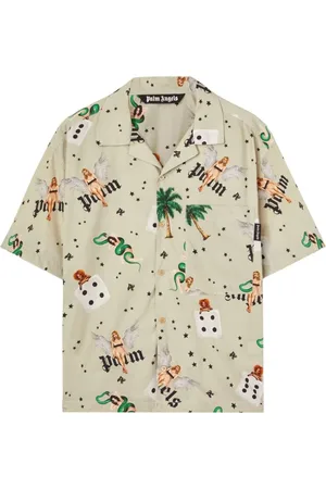 Palm Angels Skjorte, Herre, , L, Bomuld, Graphic Print Button-Up Skjorte