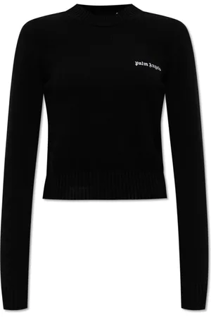 Palm Angels Strik, Dame, Sort, L, Bomuld, Sweater med logo