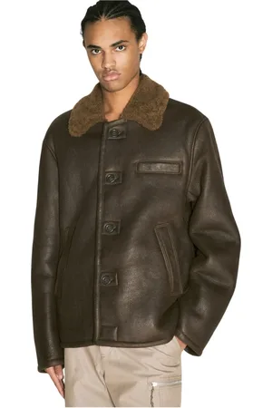 OUR LEGACY Jakke, Herre, Brun, XL, Læder, Shearling Collar Læderjakke