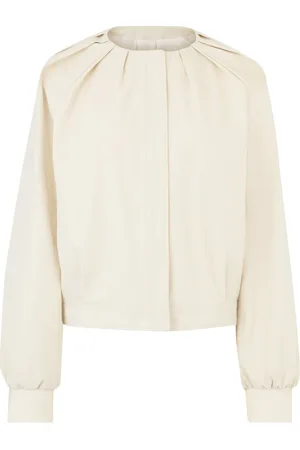 Nina Ricci Bluser & Skjorter, Dame, Hvid, 3XL, Bomuld, Kort Bomuldsbomberjakke