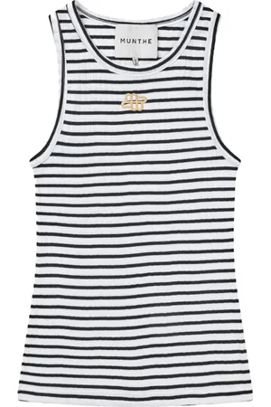 Munthe Top, Dame, Sort, 2XS, Bomuld, Sort tanktop med emblembroderi