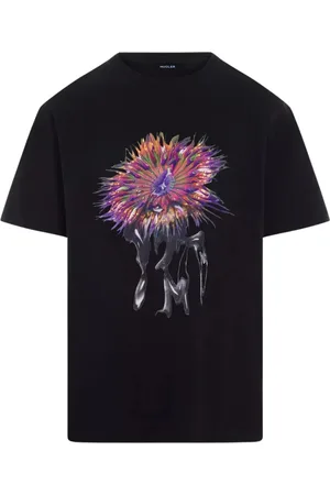 MUGLER Top, Dame, Sort, S, Bomuld, Anemone Print T-shirt