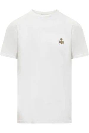 Isabel Marant Top, Herre, Hvid, XL, Uld, Logo Print Crew Neck T-shirt
