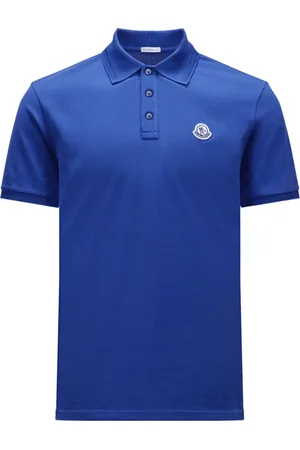 Moncler Top, Herre, Blå, S, Bomuld, Trefarvet Logo Polo Skjorte