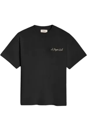 A PAPER KID Top, Herre, Sort, XL, Bomuld, Broderet Unisex Bomuld T-shirt, Sort
