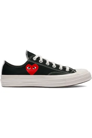 Comme des Garçons Sko, Herre, Sort, 46 EU, Canvas Logo Sneakers