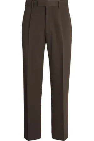 Ermenegildo Zegna Bukser, Herre, Brun, XL, Bomuld, Pleat Detailed Straight Leg Pants