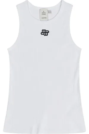 Munthe Top, Dame, Hvid, M, Bomuld, Broderet Ærmeløs Top