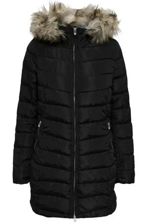 ONLY Jakke, Dame, Sort, M, Uld, Sort Pufferjakke Lang Quiltet