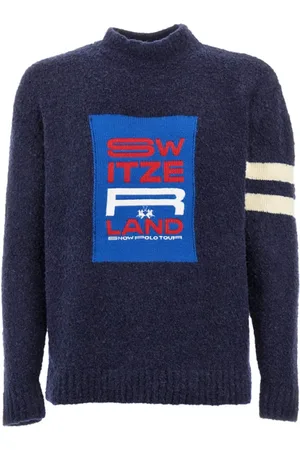 La Martina Strik, Herre, Blå, L, Uld, Broderet Uld Blandet Turtleneck Sweater