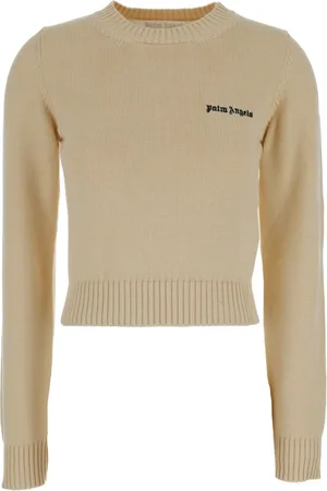 Palm Angels Strik, Dame, , L, Bomuld, Broderet Logo Crewneck Sweater