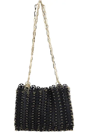Paco rabanne Taske, Dame, Sort, ONE SIZE, Uld, Sort skuldertaske med kæderemme