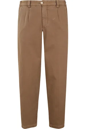 Briglia 1949 Bukser, Herre, Brun, S, Bomuld, Flade mavebukser i twill bomuld