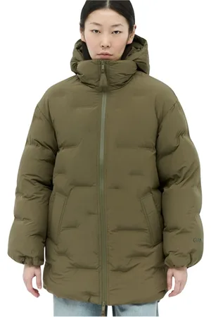Ganni Jakke, Dame, Grøn, L/XL, Uld, Soft Puffer Midi Jakke