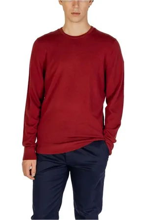 Calvin Klein Strik, Herre, Rød, S, Uld, Klassisk Merinould Crewneck Sweater