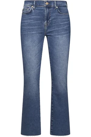 7 for all Mankind Jeans, Dame, Blå, W27, Bomuld, Daisy Ankelstøvle Luxe Vintage Love Affair med Rå Kant