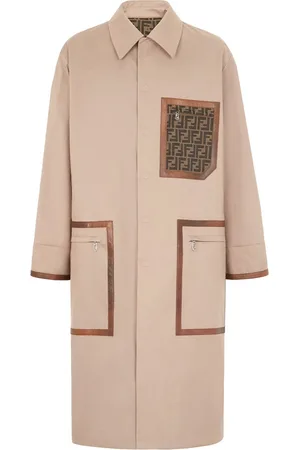 Fendi Frakke, Herre, Brun, L, Bomuld, Beige Bomuld Trenchcoat Aw23