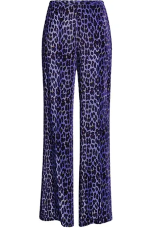 FORTE FORTE Bukser, Dame, Lilla, 2XL, Løse bukser i pyjamasstil med The Twilight Leopard-print