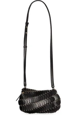 Paco rabanne Taske, Dame, Sort, ONE SIZE, Læder, Læder Crossbody Taske med Justerbar Rem